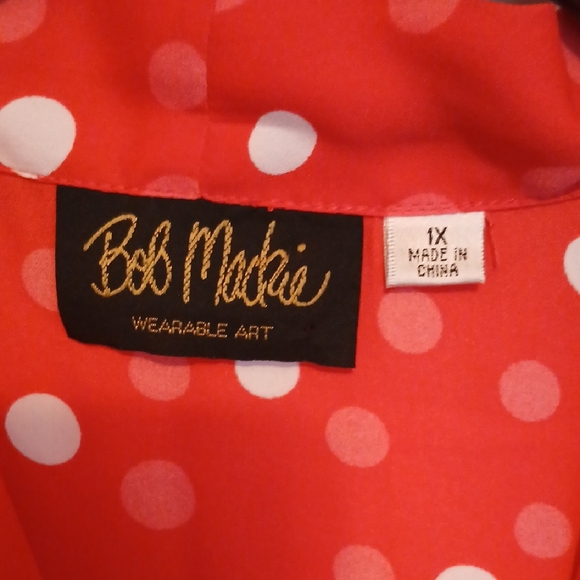 Bob Mackie Red and White Polka Dot Blouse - Picture 2 of 6